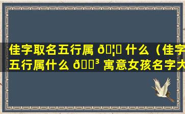 佳字取名五行属 🦟 什么（佳字五行属什么 🌳 寓意女孩名字大全）